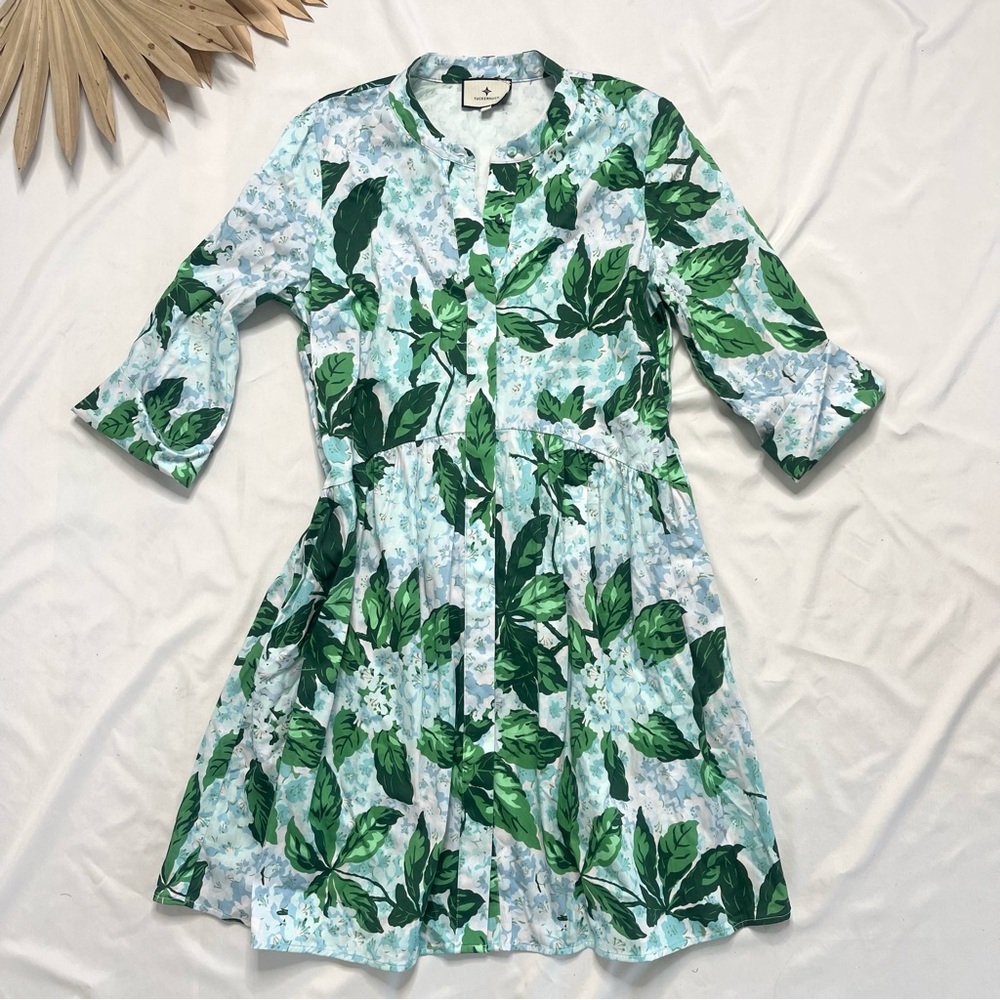 Tuckernuck Green and Light Blue Floral Mini Dress